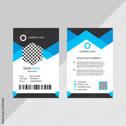 Modern ID card design template. Corporate identity card design. Professional employee id card photo