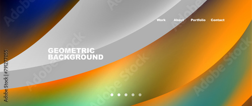 A colorful geometric background with a rainbow of hues creating a vibrant atmosphere. Different shades of amber, orange, and liquid textures form circle patterns in a spacious design