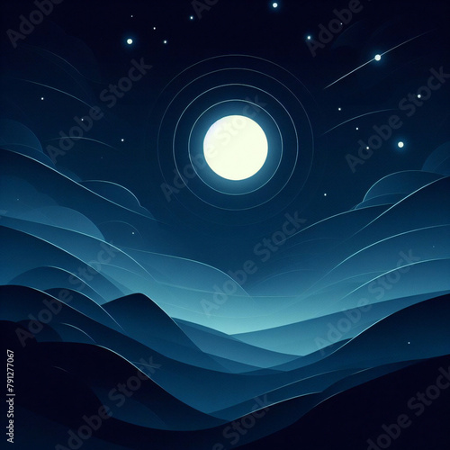 Hellblaue, glatte Wellen, dunkelblauer Hintergrund mit Farbverlauf, verschwommenes Wellenmuster mit glatten Streifen, Tapete.