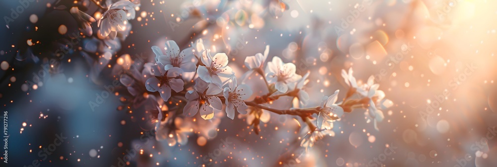 owering spring cherry tree close-up and light bokeh owering spring cherry tree close-up and light bokeh