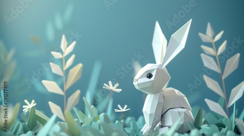  A cute rabbit ,layered paper style, paper folding art, A gorgeously rendered papercraft world, graphic design,