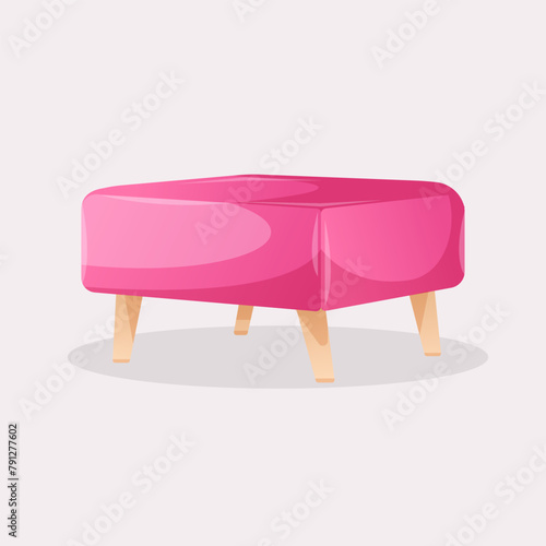 cozy pink chair. Home interior, furniture, household concept. Isolated vector illustration