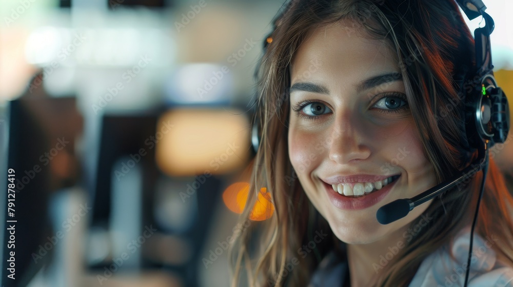 Friendly Customer Service Representative with Headset Friendly Customer Service Representative with Headset