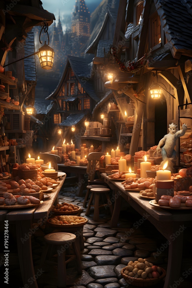 Christmas market in the old town of Riga, Latvia. 3d rendering