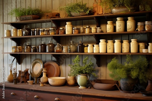 Apothecary Style Herb Kitchen: Spagyric Remedy Shelf & Ironstone Crocks Design