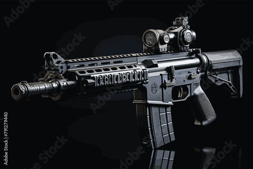 M4 assault rifle with optic sight on black background photo