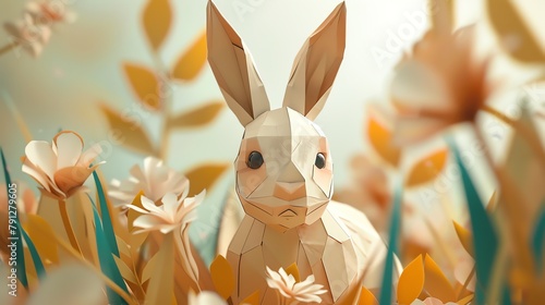  A cute rabbit ,layered paper style, paper folding art, A gorgeously rendered papercraft world, graphic design,