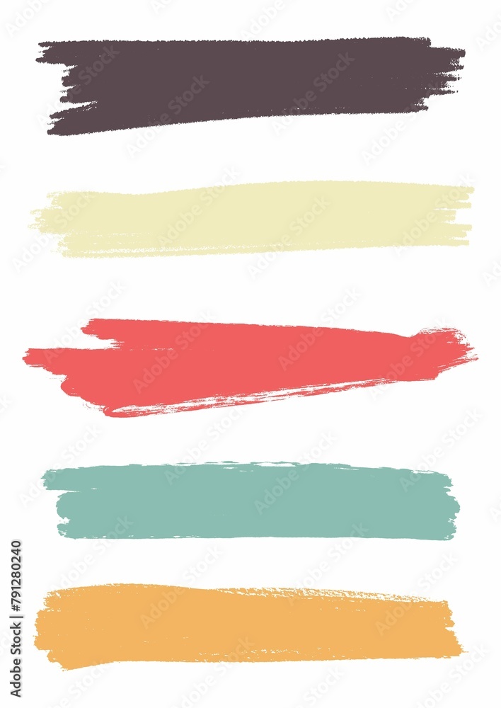 Collection coloured grunge brush strokes