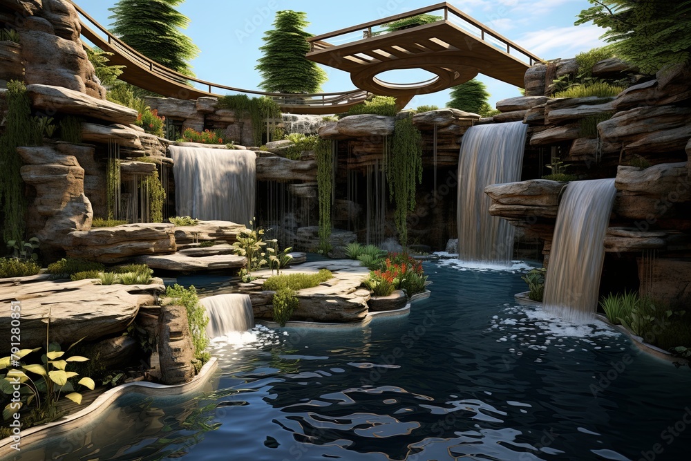 Vanishing Edge Infinity Pools: Floating Waterfall Garden Features