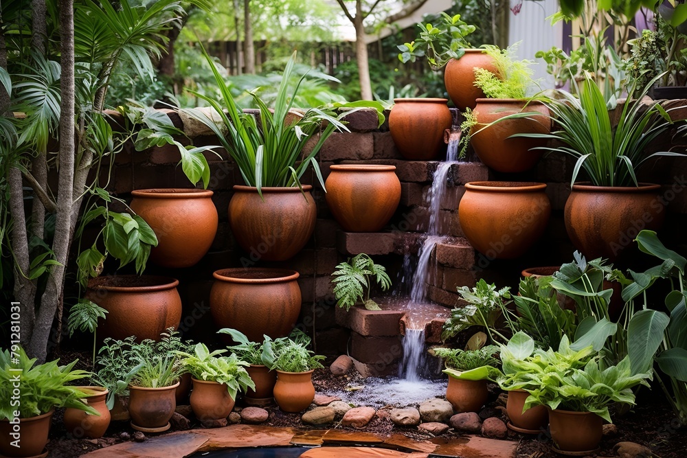 Terracotta Pots: Floating Waterfall Garden Features with Stunning Waterfall Urns