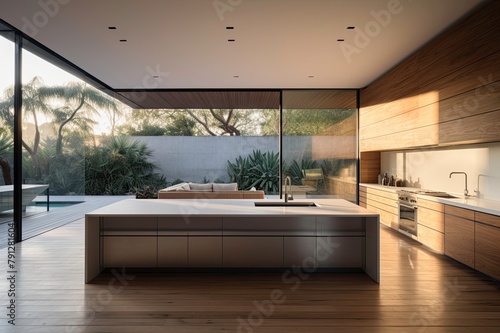 Modern Minimalist Living Space with Desert View