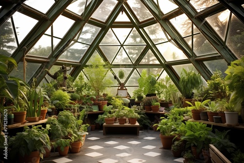 Wallpaper Mural Sustainable Living: Geodesic Dome Greenhouse Inspiring Indoor Herb Garden Ideas Torontodigital.ca