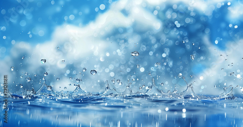 Close-up photo of water splash. Splash of rain or sea water