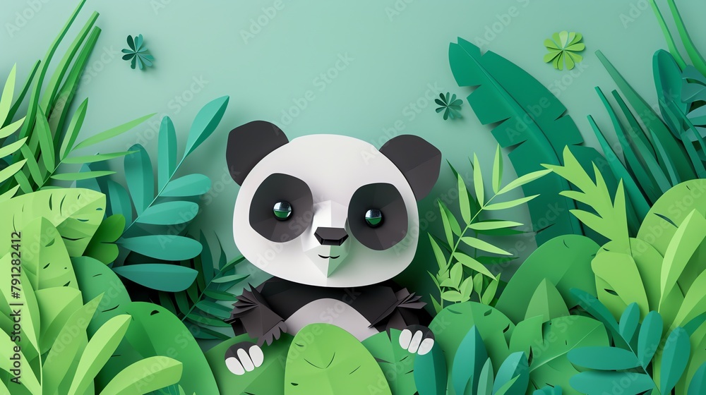 A cute Panda, layered paper style, paper folding art, A gorgeously rendered papercraft world, graphic design, A cute Panda, layered paper style, paper folding art, A gorgeously rendered papercraft world, graphic design,