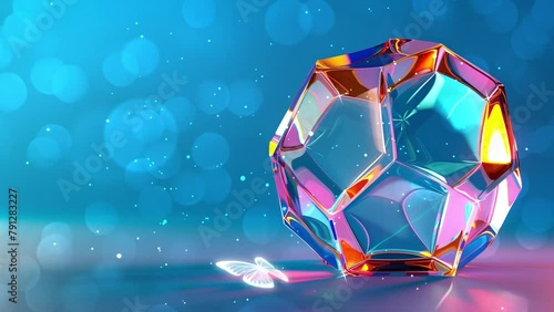 realistic render of a truncated icosahedron shape. 3d geometric shape design. seamless looping overlay 4k virtual video animation background photo