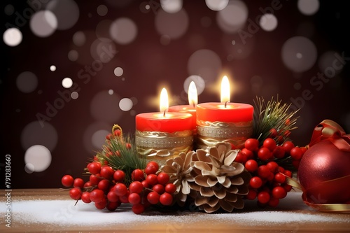 christmas candle and decorations