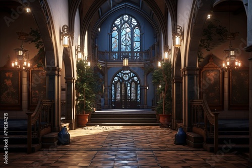 Neo-Gothic Castle Foyer Concepts: Ironwork Gates and Cobblestone Accents Forever photo