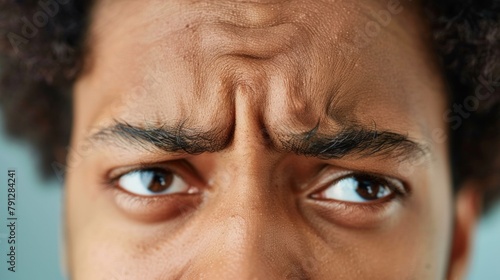 A furrowed forehead revealing the pressure of processing intricate thoughts. .