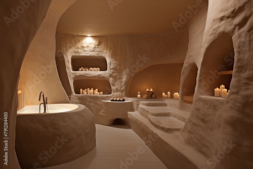 Quartz Sink Basins & Hidden Alcoves: Neolithic Cave-Inspired Spa Room Designs photo