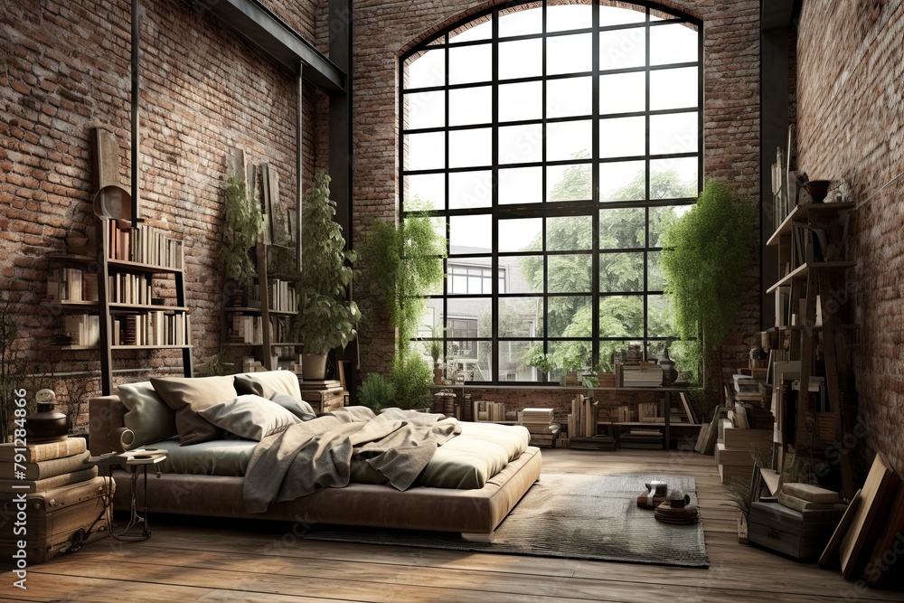 Image showcasing Exposed Brick Industrial Loft Inspirations: Revolutionary Revolution ...