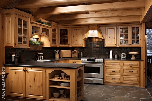Knotty Pine Cabinetry and Soapstone Counters: Rustic Mountaineer's Ski Lodge Ideas