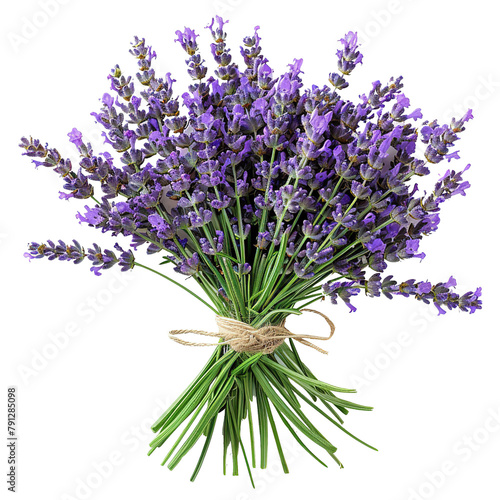 A bouquet of lavender flowers on a white background.