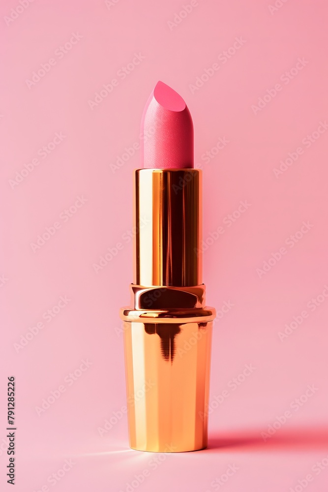 Open Tube of Pink Lipstick Against a Matching Pastel Pink Background Open Tube of Pink Lipstick Against a Matching Pastel Pink Background