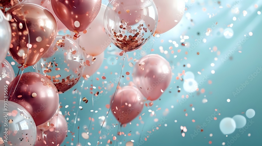 Lighthearted Celebration: Balloons and Rose Gold Confetti