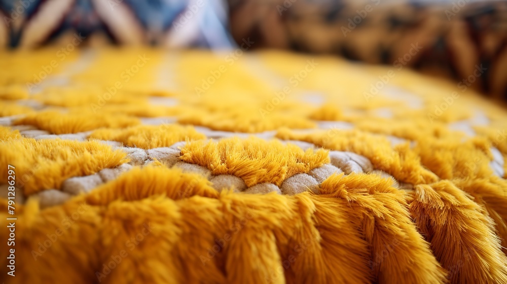 Close-up of an intricately patterned Moroccan khobz, showcasing the golden crust and soft, fluffy inside, on a woven mat. 