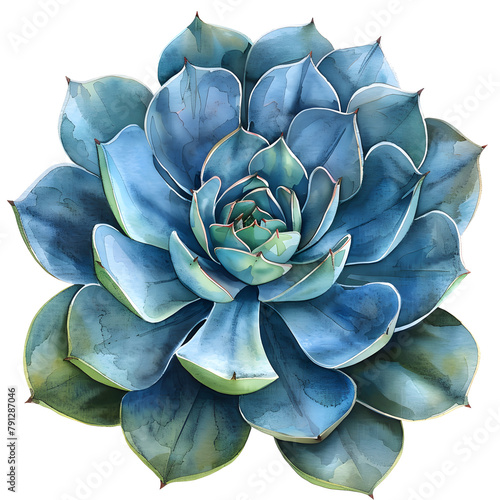 Western succulent, watercolor illustration with isolated transparent background