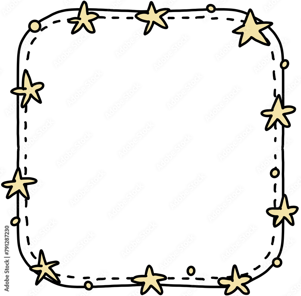 Obraz premium Hand drawn frame with yellow star