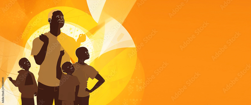 Father Day. Graphically contours of a child next to dad, wallpaper background. AI generated. Father Day. Graphically contours of a child next to dad, wallpaper background. AI generated.