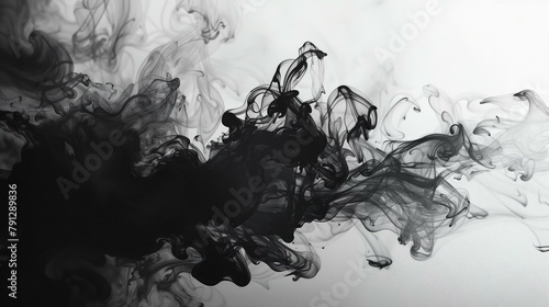 Abstract Monochrome Ink Swirls: Dramatic abstract of black ink swirls in water, capturing fluid motion and elegance.

 photo