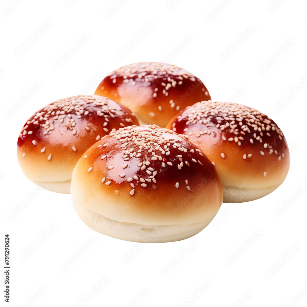 Yummy Red Bean Paste Bun Isolated On WHite Backgorund Yummy Red Bean Paste Bun Isolated On WHite Backgorund