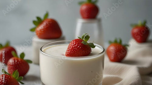 strawberry in a glass of milk, Generative.AI