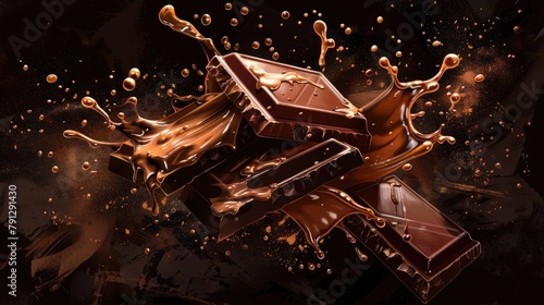 chocolate tshirt hd wallpaper & art by tim van der steen, in the style of highly detailed illustrations, liquid metal, emilia wilk, dmitry spiros, illusionary spray paint art, light gold and silver,  photo