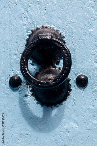 Door knocker on building in Blue city, Chefchaouen