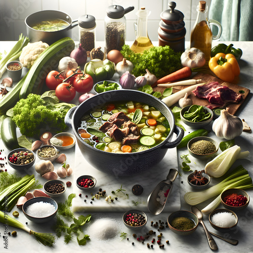 Sorpa Lamb Broth in Sunlit White Marble Kitchen photo