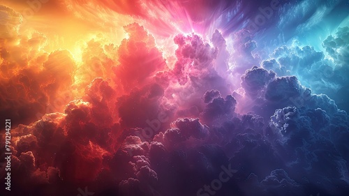 colorful clouds, rainbow, close-up, sun rays, background