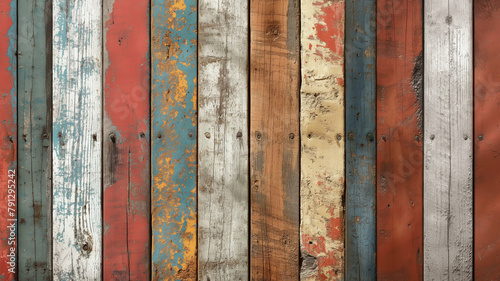 A row of wooden boards with different colors and textures © CtrlN