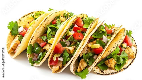 Delicious grilled chicken tacos isolated on transparent background, Ai generated  photo