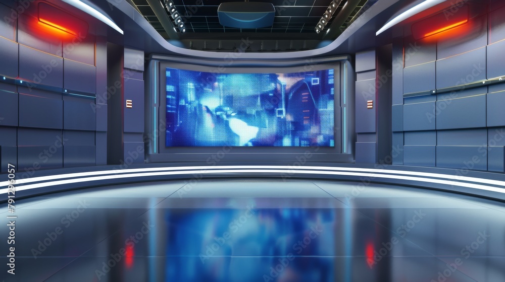 A stunning 3D virtual studio with the perfect background for TV shows and news slides A stunning 3D virtual studio with the perfect background for TV shows and news slides