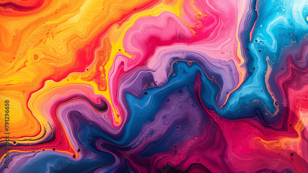 A colorful painting with a swirl of colors