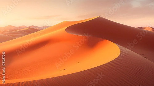 Sand dunes panorama at sunset in the Sahara desert  Morocco