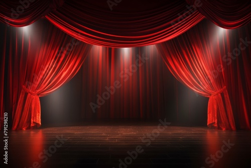 赤いドレープカーテンの舞台