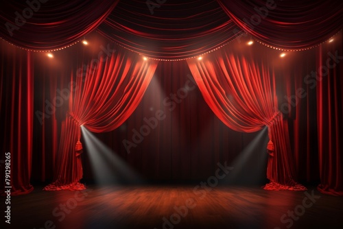 赤いドレープカーテンの舞台