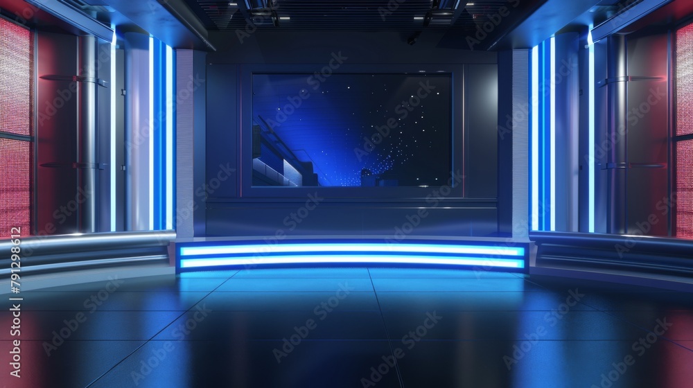 A stunning 3D virtual studio with the perfect background for TV shows and news slides A stunning 3D virtual studio with the perfect background for TV shows and news slides