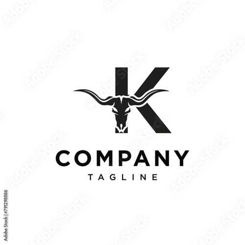 Letter K Longhorn logo icon vector template