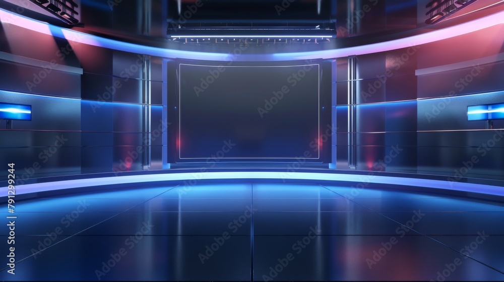 A stunning 3D virtual studio with the perfect background for TV shows and news slides A stunning 3D virtual studio with the perfect background for TV shows and news slides