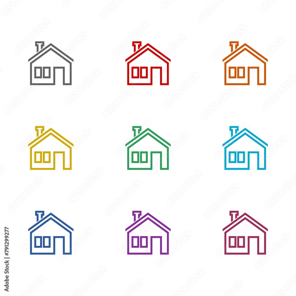 House home icon isolated on white background. Set icons colorful